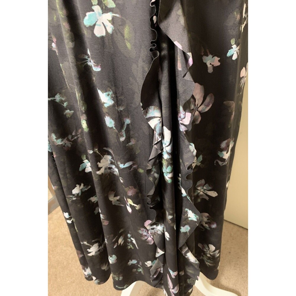 Simply Vera Wang Women’s Black Midi Floral Whimsigoth Dress Ruffles Medium Fairy - Picture 10 of 13